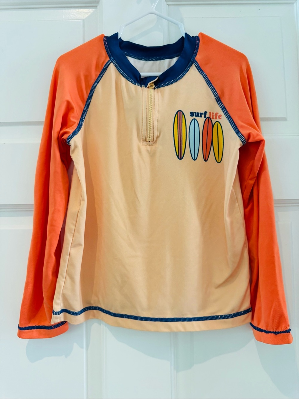 Wonder Nation Boys’ 4T Long Sleeve Swim Shirt Rash Guard – Surf Life – UPF